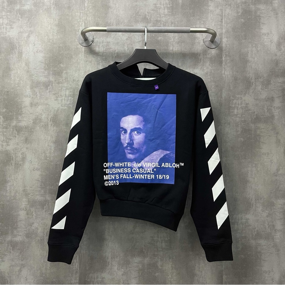 Authentic Off-White Black and Blue Graphic Crewneck Sweater
